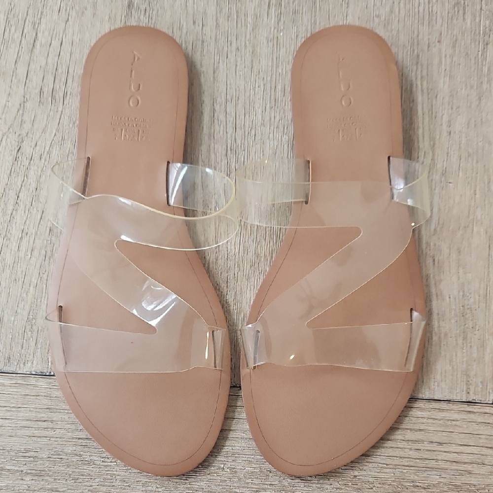 ALDO Clear Strap Tan Sandals